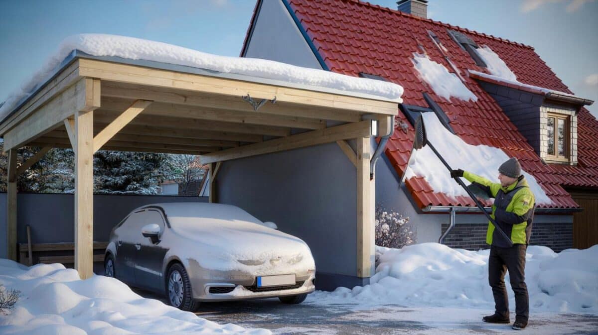 Einsturzgefahr im Garten: Warum Ihr Carport viel weniger Schneelast verkraftet als das Hausdach