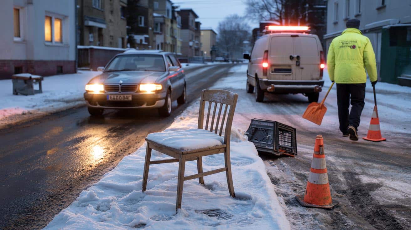 Stuhl als Parkplatz-Reservierung: Warum das Freihalten geschaufelter Plätze verboten ist